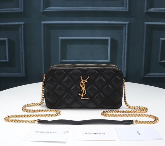YSL Mini borsa in matelasse nera e oro